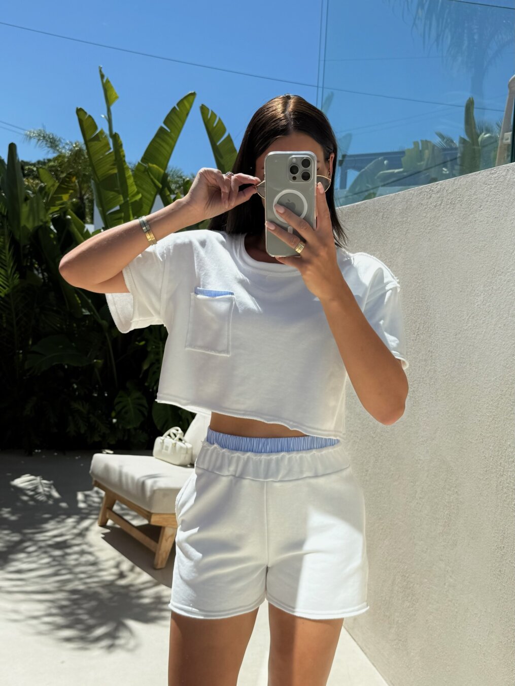 Womens Casual Color-Block Crew-Neck Short-Sleeve Shorts Set