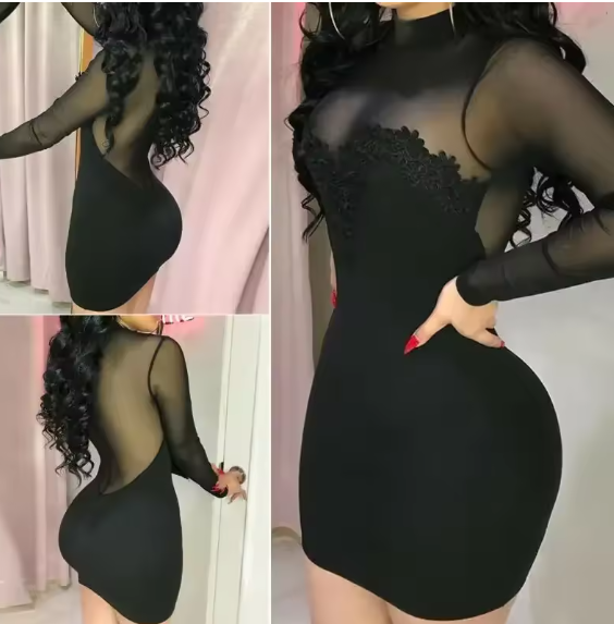 Vestido mini elegante de gasa para mujer,