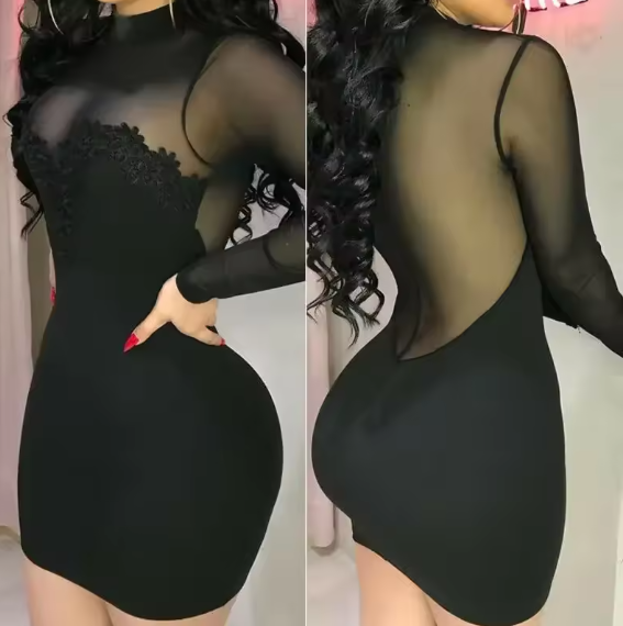 Vestido mini elegante de gasa para mujer,