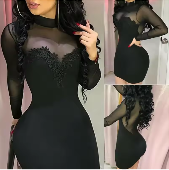 Vestido mini elegante de gasa para mujer,