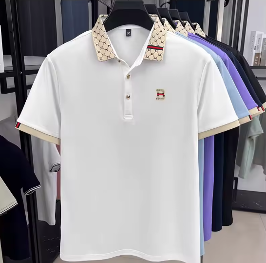 Polo de Hombre Manga Corta Elegante – Camiseta Casual Transpirable con Cuello y Botones