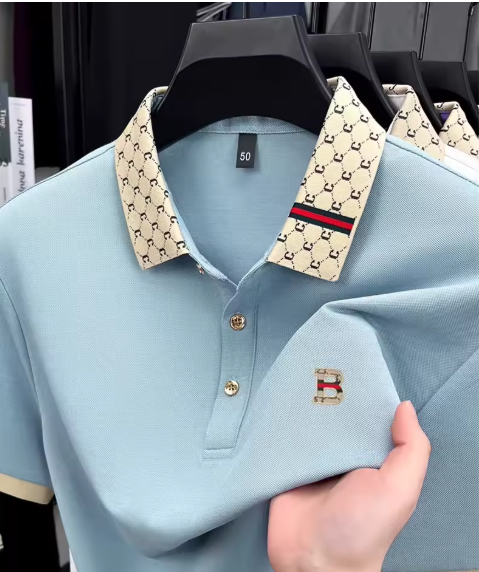 Polo de Hombre Manga Corta Elegante – Camiseta Casual Transpirable con Cuello y Botones