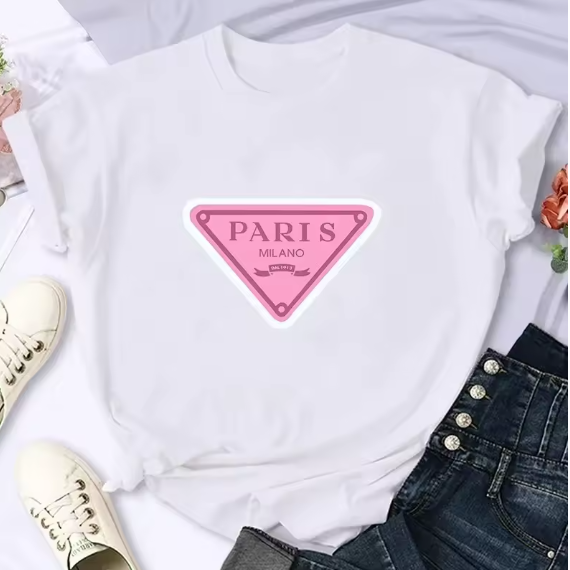 Camiseta estampada de verano para mujer de marca de lujo París