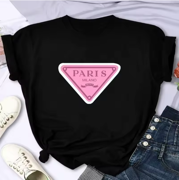 Camiseta estampada de verano para mujer de marca de lujo París
