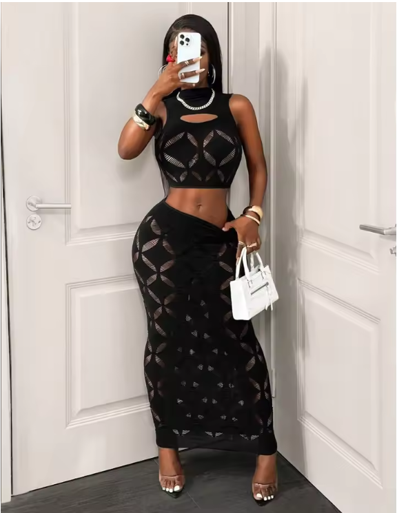 Conjunto de 2 piezas para mujer, sexy, de talla grande,