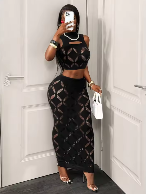 Conjunto de 2 piezas para mujer, sexy, de talla grande,