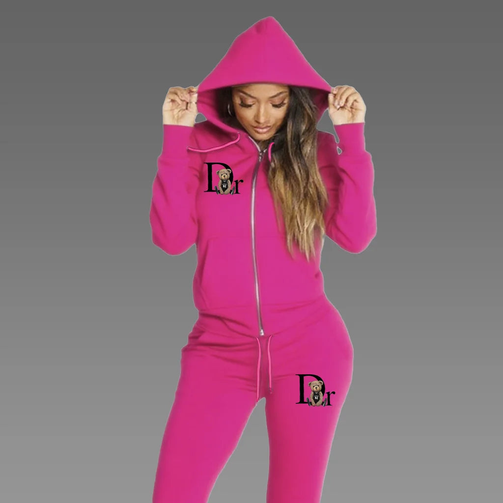 2025 Conjuntos de mujer Cárdigan con cremallera Sudadera con capucha Pantalón de chándal Ropa de diseñador de 2 piezas Ropa para correr de moda Chandals Traje deportivo femenino